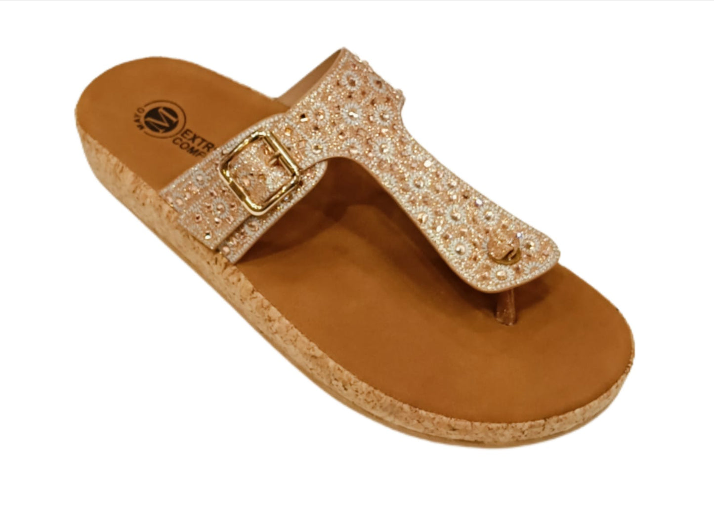 Women’s Embellished Toe-Ring Sandals with Cork Comfort Sole(LC-33044)
