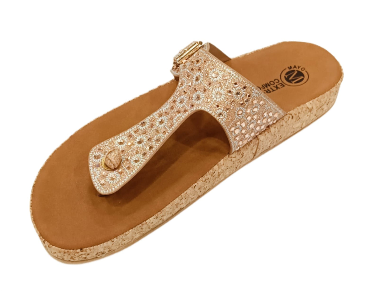 Women’s Embellished Toe-Ring Sandals with Cork Comfort Sole(LC-33044)