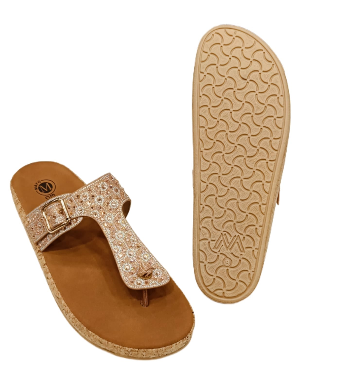 Women’s Embellished Toe-Ring Sandals with Cork Comfort Sole(LC-33044)