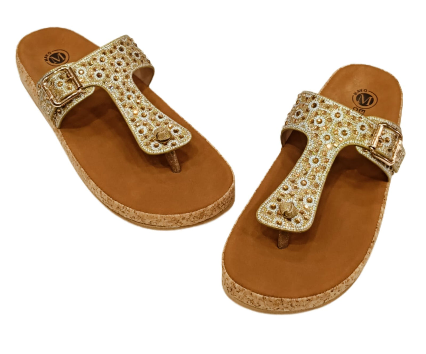 Women’s Embellished Toe-Ring Sandals with Cork Comfort Sole(LC-33044)