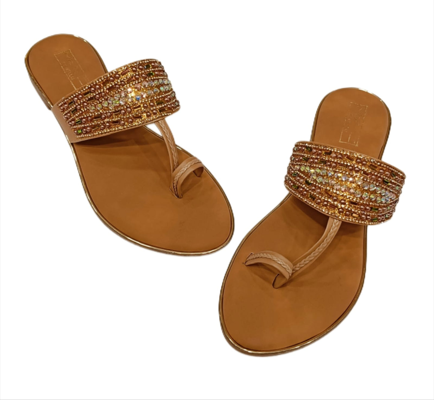 Women’s Embellished Ethnic Kolhapuri Flats with Toe Ring Strap (LC-771)