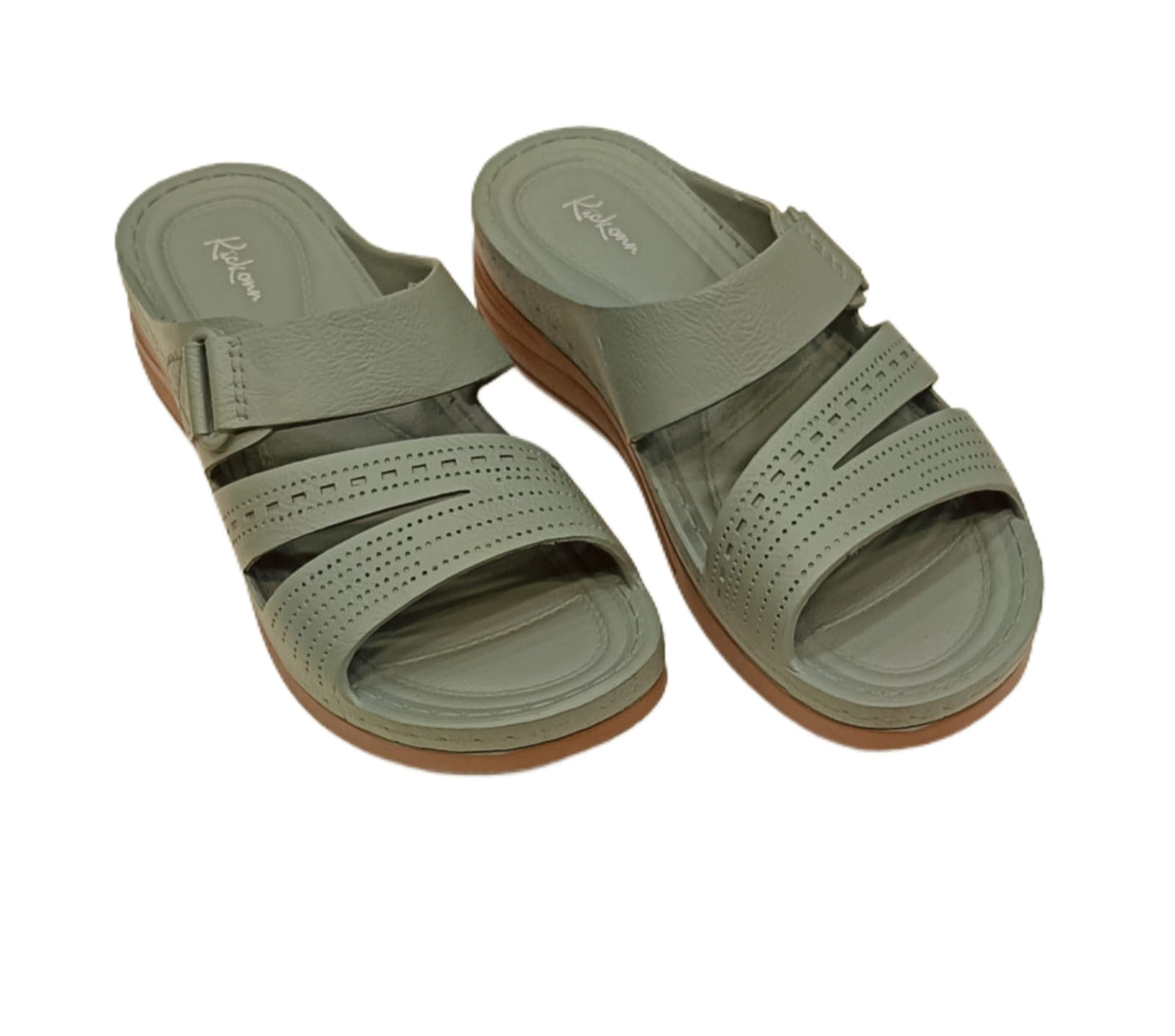 Women’s Comfortable Slip-On Sandals with Perforated Design & Low Wedge Sole – Everyday Casual Footwear (KKN-008)