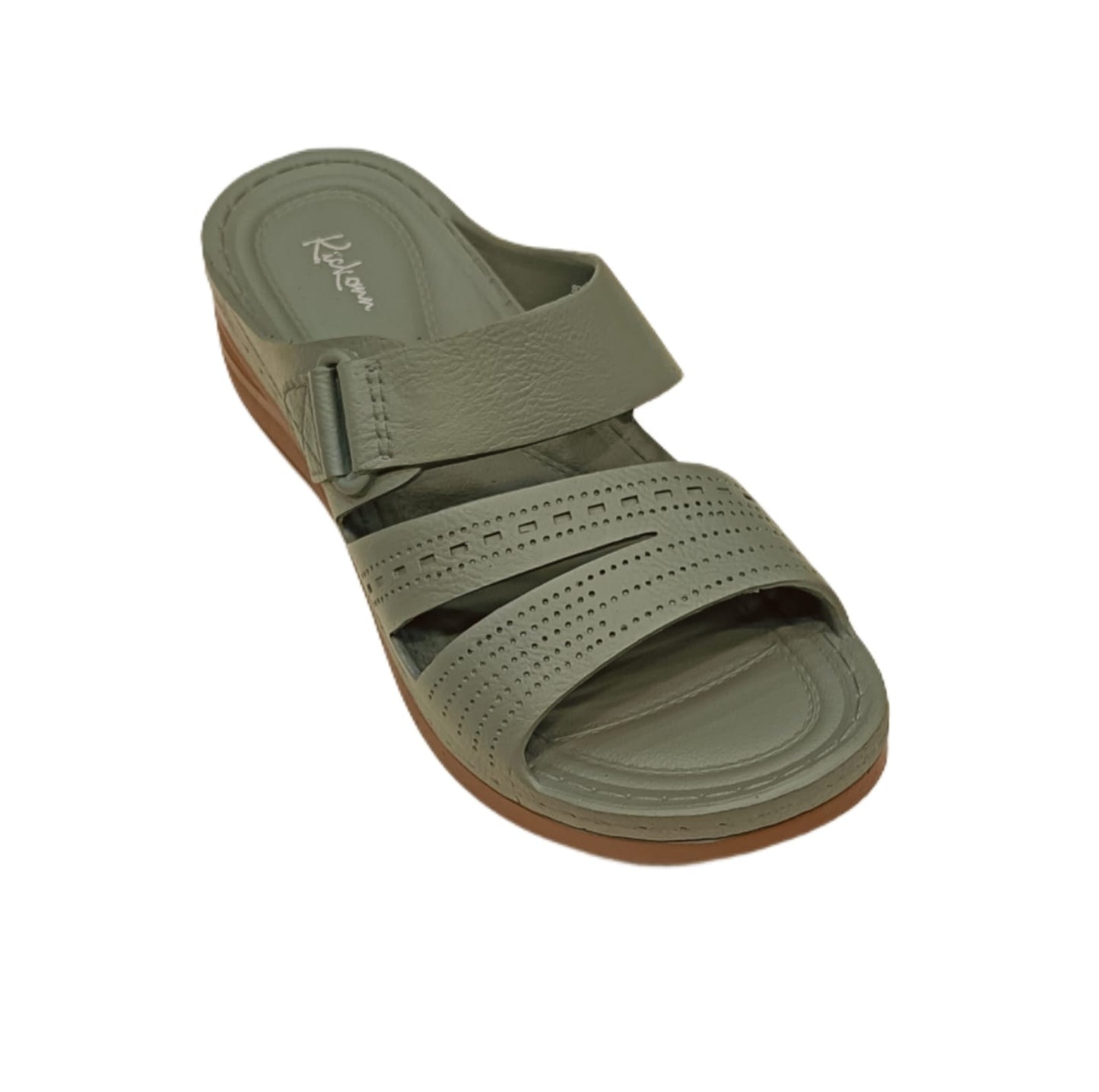 Women’s Comfortable Slip-On Sandals with Perforated Design & Low Wedge Sole – Everyday Casual Footwear (KKN-008)